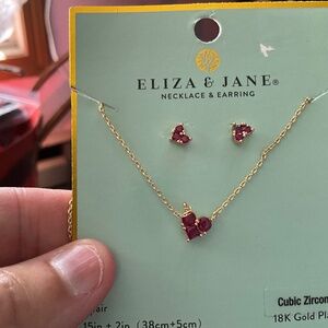 18k Gold Plated Earrings And Necklace